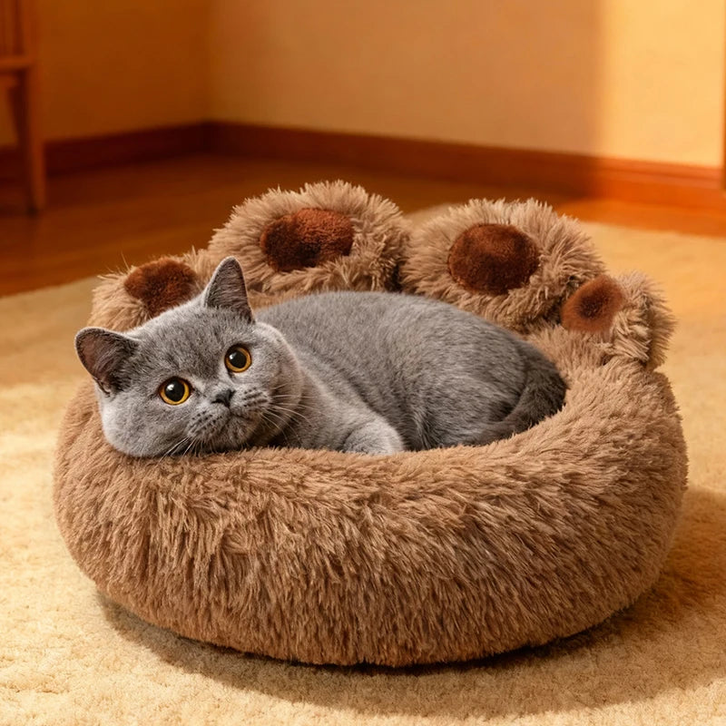 Cozy Paw-Shaped Calming Pet Bed