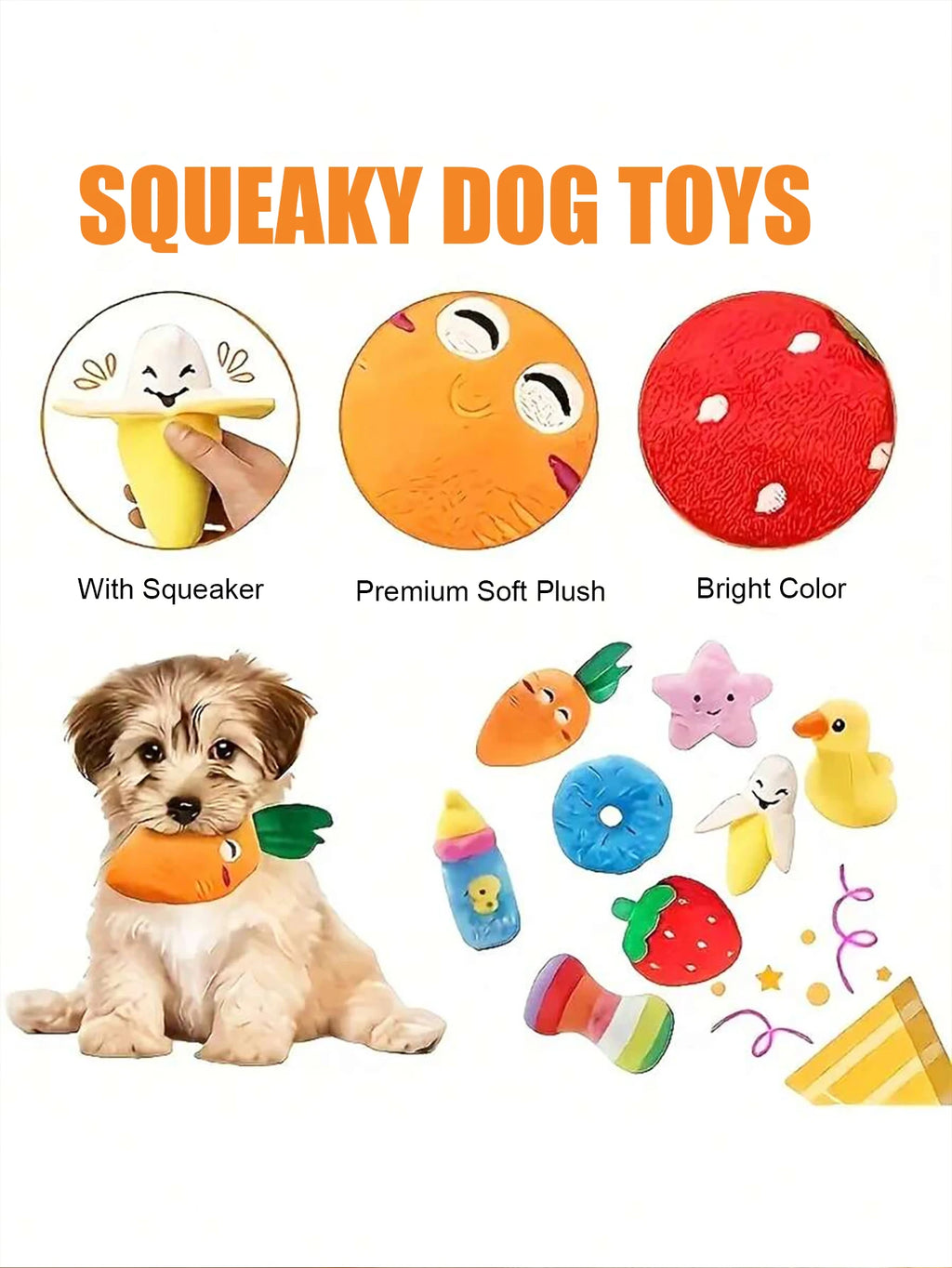 2/4/6/14-piece set of cartoon dog toys, suitable for small dogs