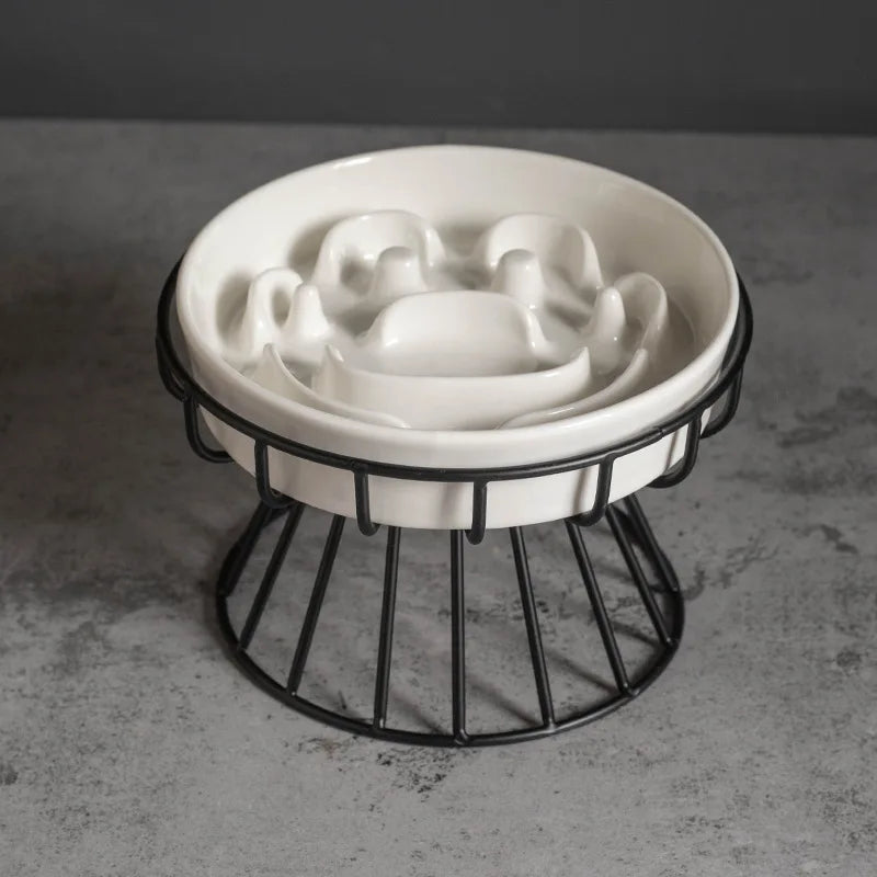 PawHaus Elevated Slow Feeder Bowl – Ceramic Maze Bowl for Dogs & Cats