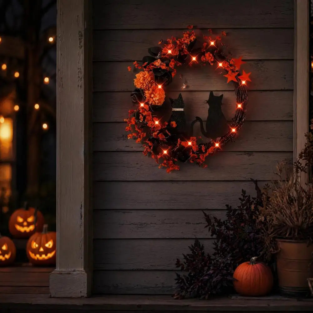 Glowing Cat Halloween Wreath 🐱
