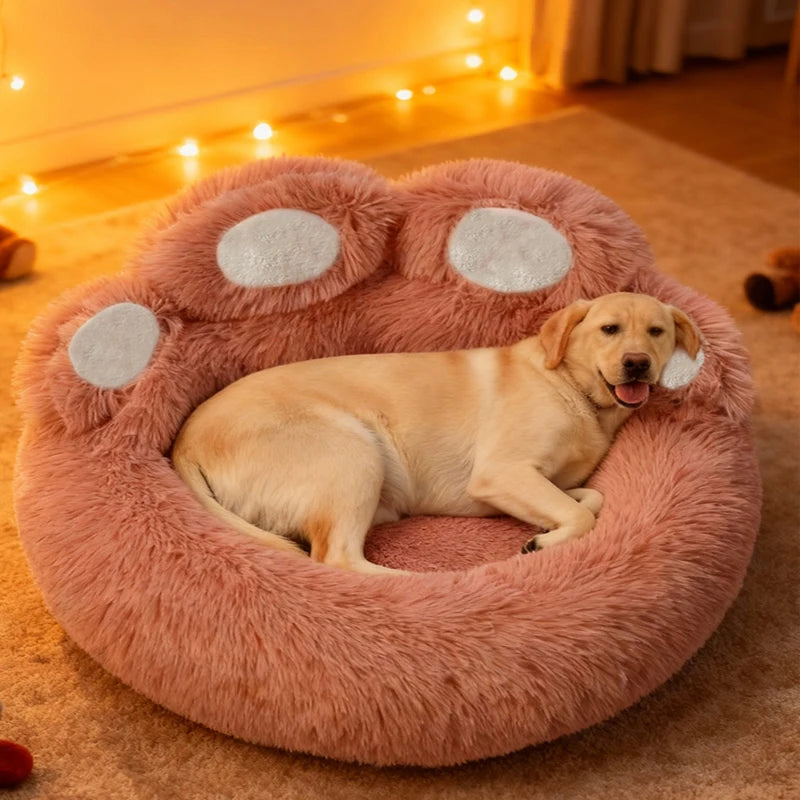 Cozy Paw-Shaped Calming Pet Bed