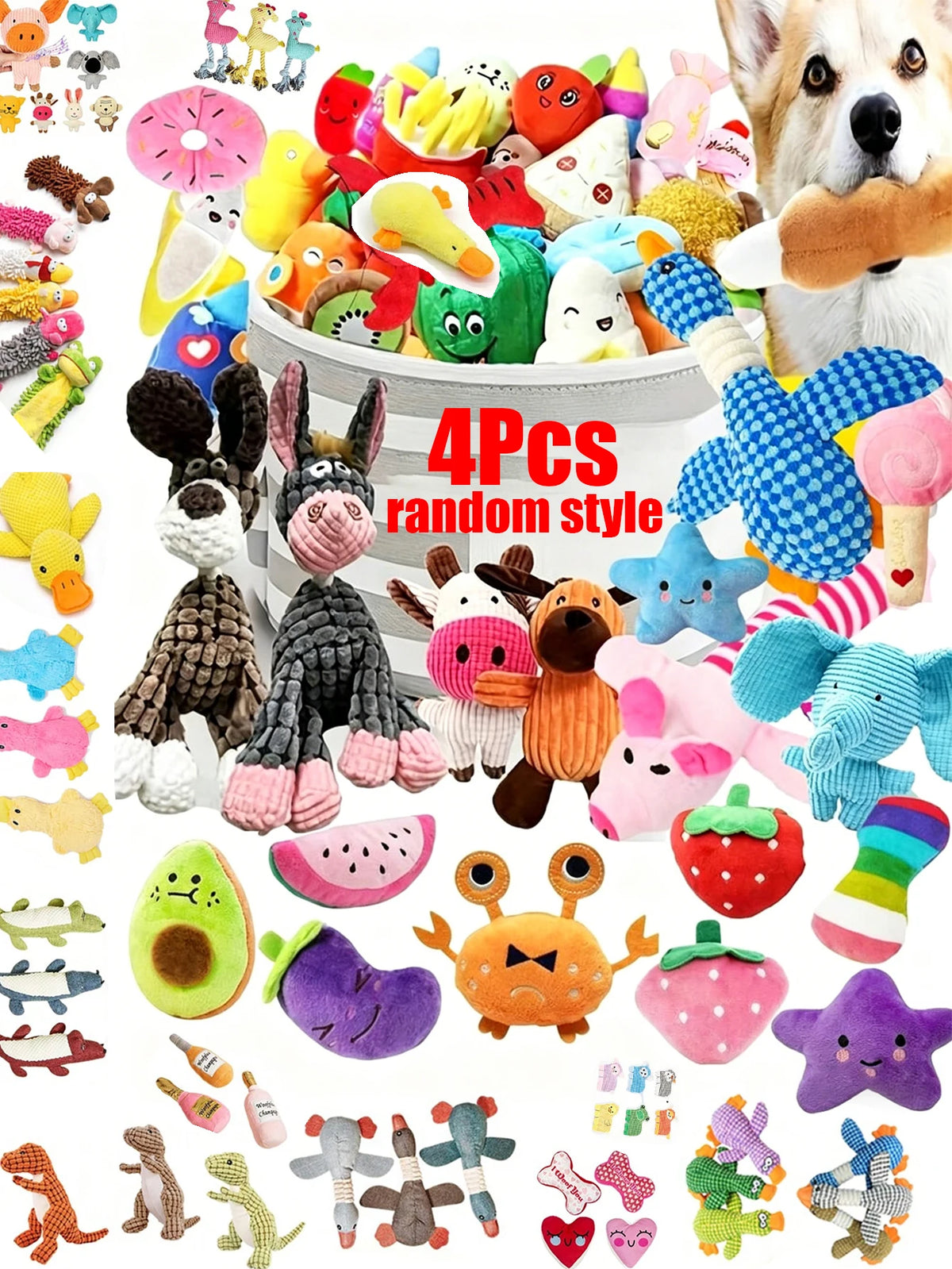 2/4/6/14-piece set of cartoon dog toys, suitable for small dogs