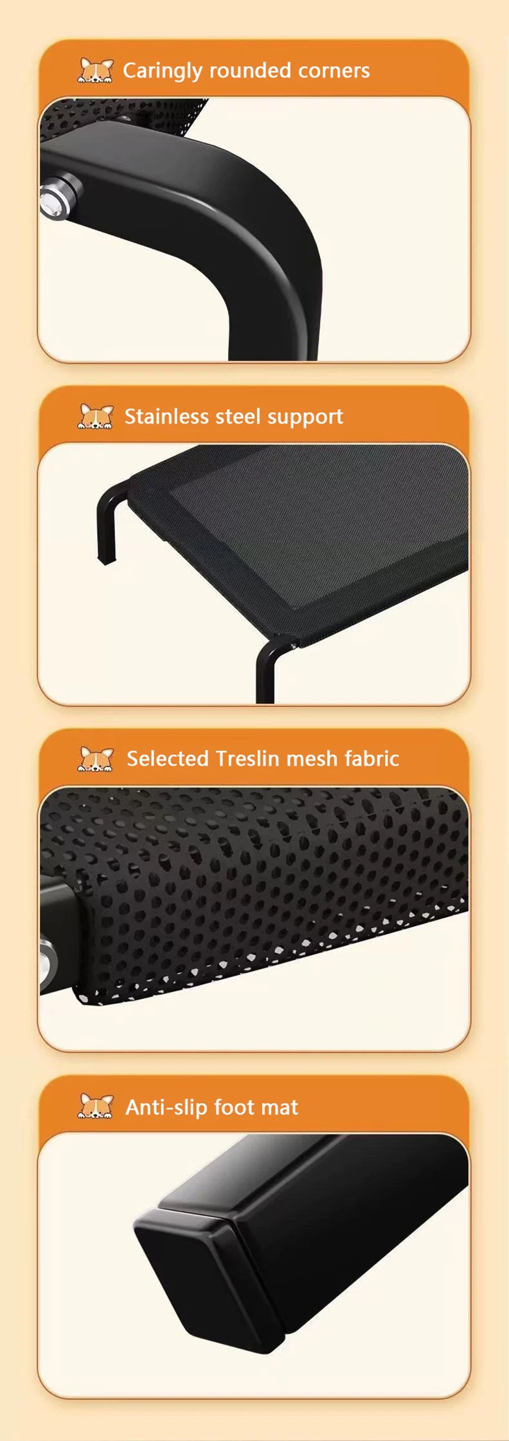 Elevated Outdoor Dog Bed – Breathable & Non-Slip for Large Dogs