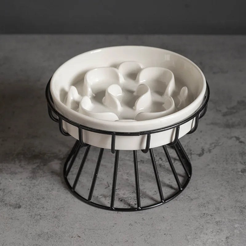 PawHaus Elevated Slow Feeder Bowl – Ceramic Maze Bowl for Dogs & Cats