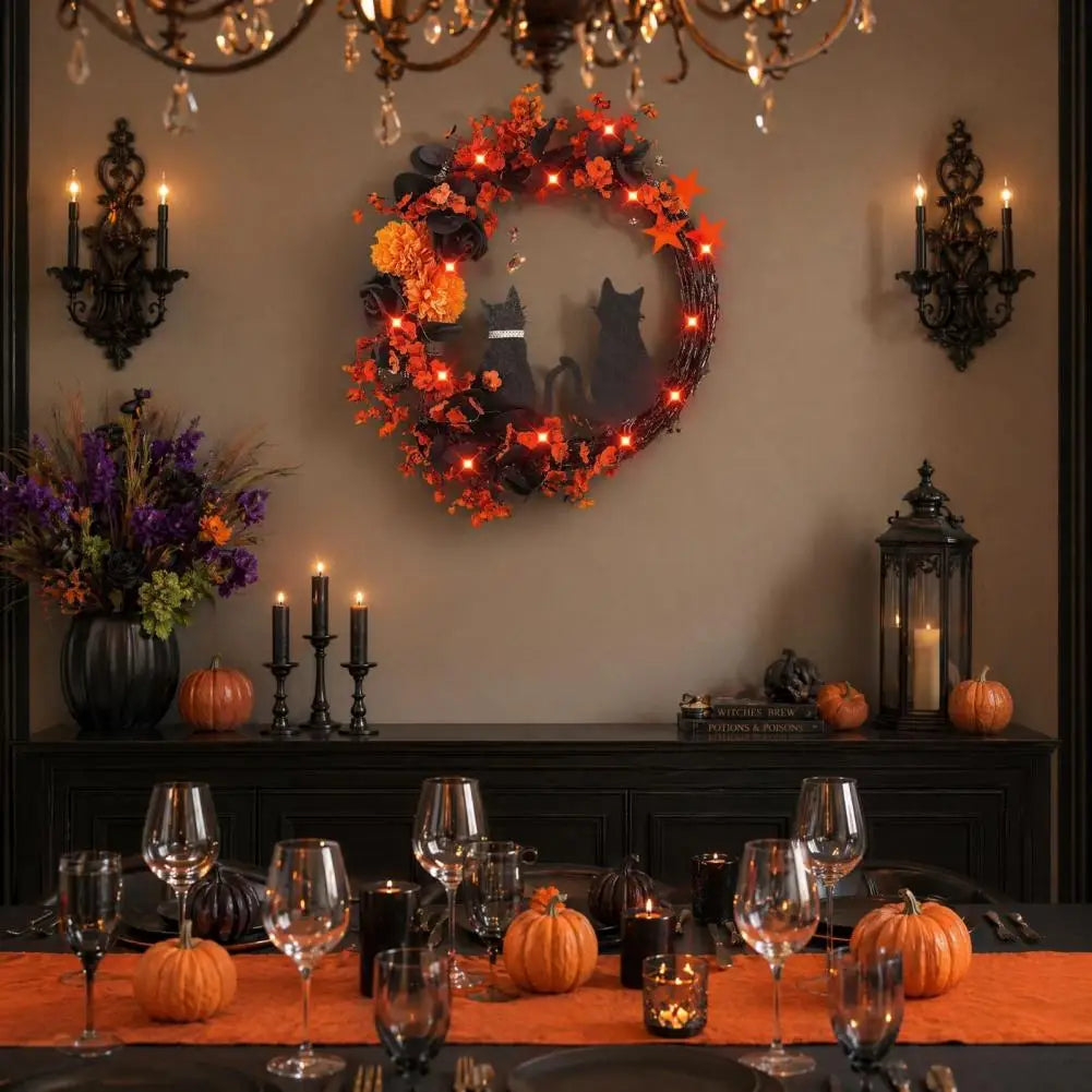 Glowing Cat Halloween Wreath 🐱