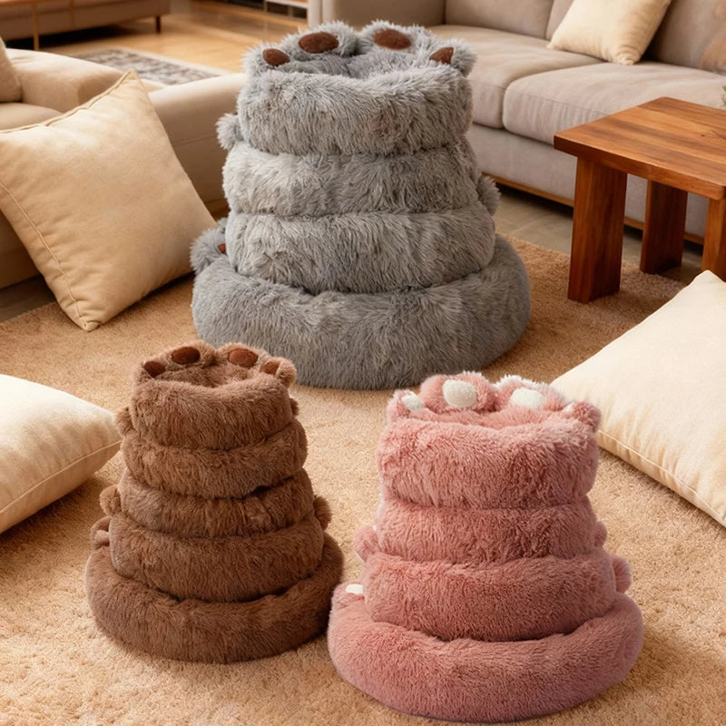 Cozy Paw-Shaped Calming Pet Bed