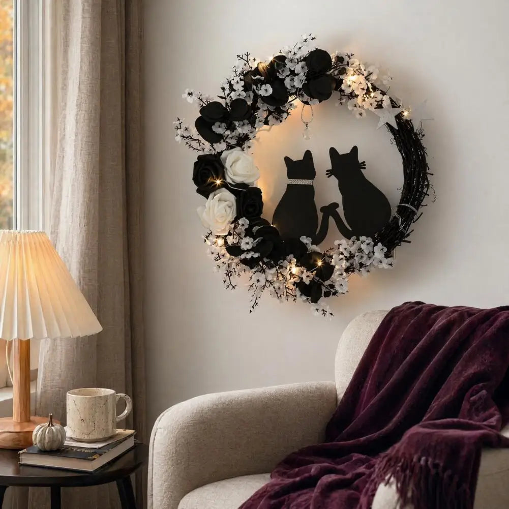Glowing Cat Halloween Wreath 🐱