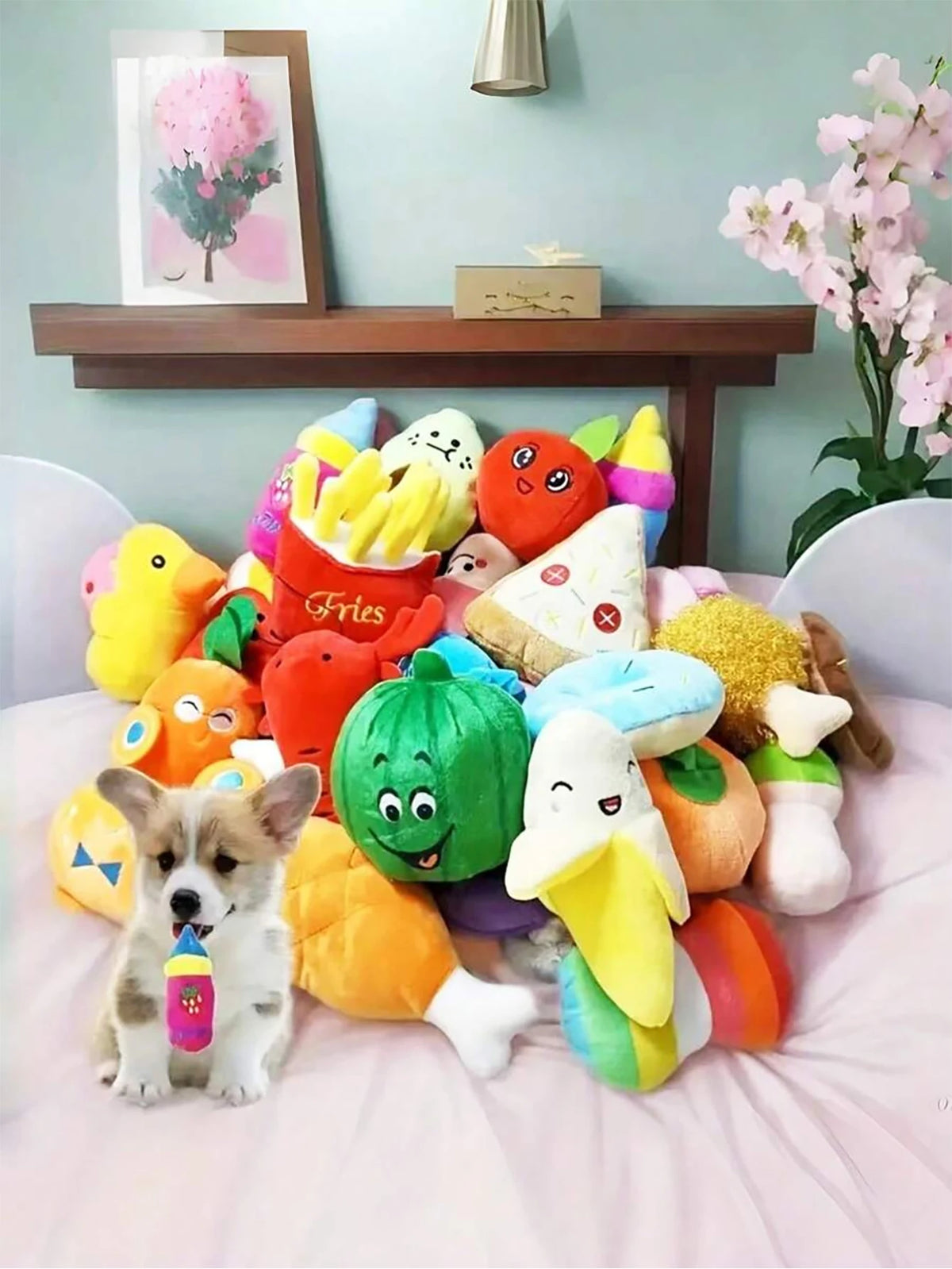 2/4/6/14-piece set of cartoon dog toys, suitable for small dogs