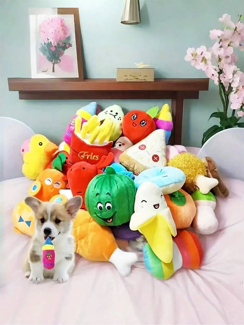 2/4/6/14-piece set of cartoon dog toys, suitable for small dogs