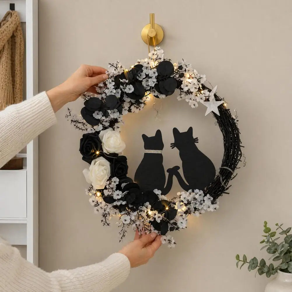 Glowing Cat Halloween Wreath 🐱