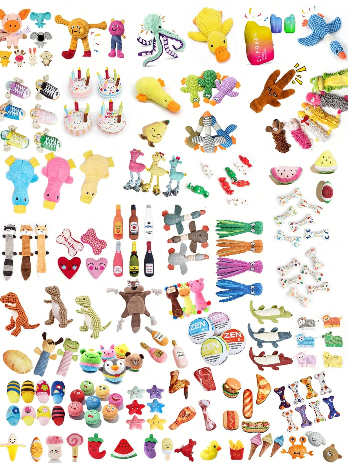 2/4/6/14-piece set of cartoon dog toys, suitable for small dogs