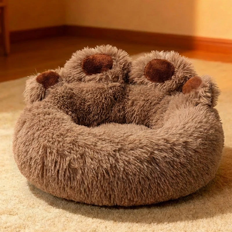Cozy Paw-Shaped Calming Pet Bed