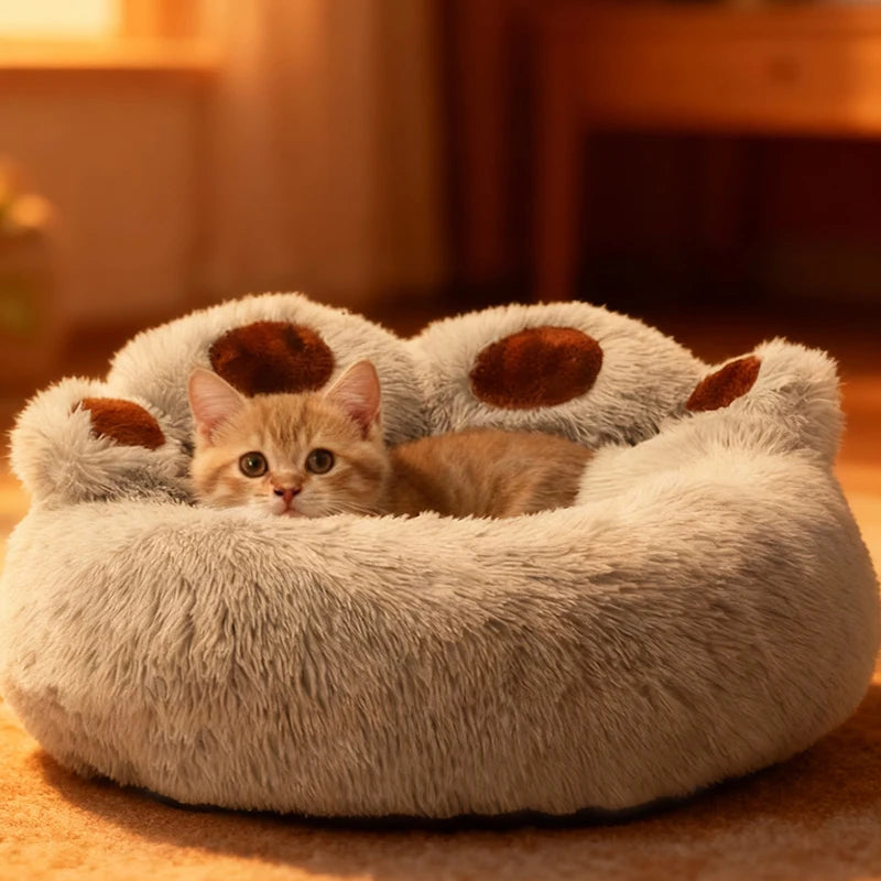 Cozy Paw-Shaped Calming Pet Bed