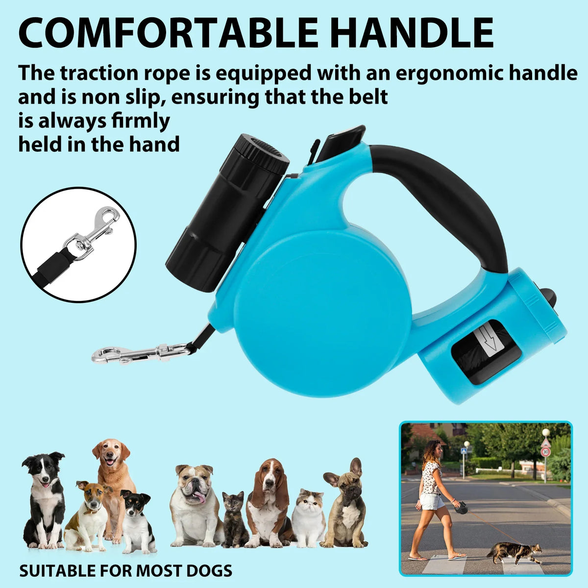 LED Retractable Dog Leash 4m