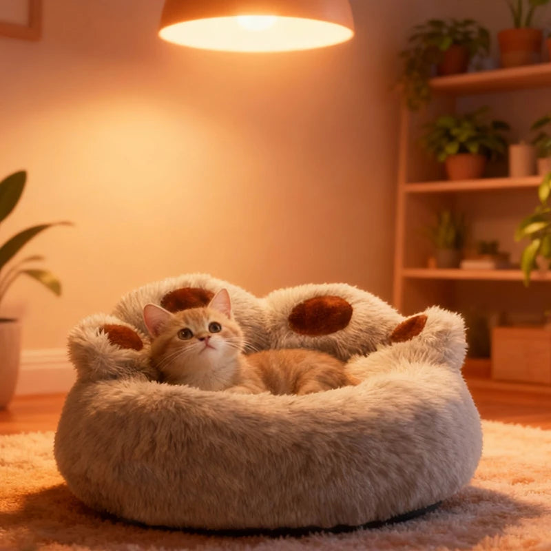 Cozy Paw-Shaped Calming Pet Bed